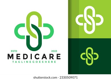 Letter S medical health care logo design vector symbol icon illustration