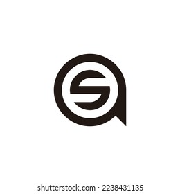 Letra s en mensaje, símbolo geométrico circular simple vector