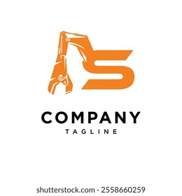 Letter S Metal Shear Excavator Logo Icon Vector