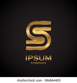Letter S with metallic texture,3d Glossy, metal texture, Gold, steel and realistic shadow for logo