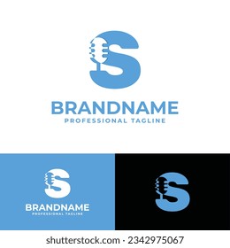 Letter S Microphone Logo, geeignet für Geschäftsaktivitäten im Zusammenhang mit Mikrofon mit S Initial.