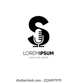 Letter S Microphone Podcast Logo Design Vector Icon Graphic Emblem Illustration Background Template