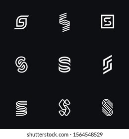 Letter "S" minimal line logos. Original geometric forms for logotype. Eps10 vector.