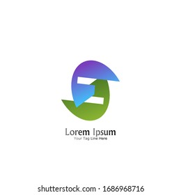 "letter S". Minimalist, simple, digital and modern logo design.