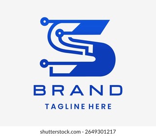 Letter S Modern Digital Technology Logo Design
