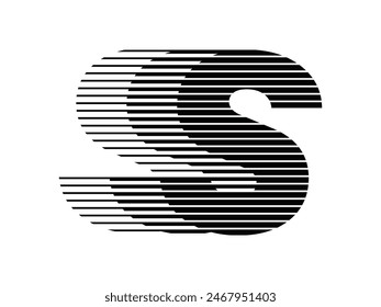 Letter S Modern Logo with Horizontal Speed Line Pattern