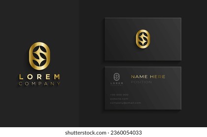 Letter S modern Logotype design. Brand Identity Mockup with Business card and corporate logo for your company. Golden Symbol with visual template.