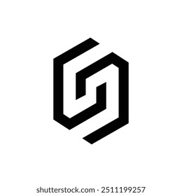 Logotipo moderno del monograma del arte de la línea del espacio negativo de la letra S