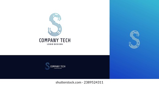 letra S moderna para el diseño del logotipo tecnológico. ilustrador vectorial. logotipo de puntos conectados.