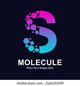 Letter S molecule dots logo vector design. Suitable for business, initial, Medicine, science, technology, laboratory, electronics