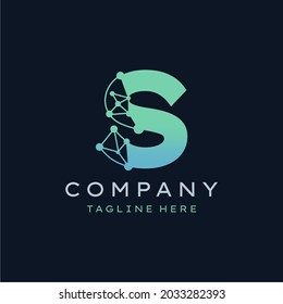 Letter S Molecule Logo, Bio tech Connect Dots Science Technology Logo Design Vector