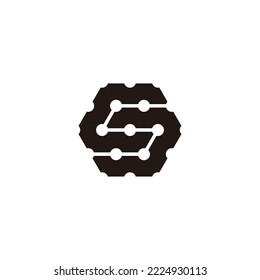 Letter S molecules, hexagon shape geometric symbol simple logo vector
