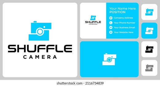 Letter S monogram camera logo design with business card template.