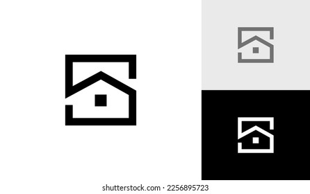 Letter S monogram with house shape logo design vector