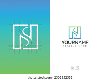 Letter S monogram initial logo, geometric, modern, gradient, grid logo