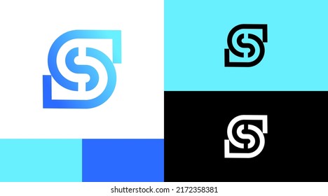 Concepto de diseño del logotipo de la tecnología de circuito de línea de monograma S 