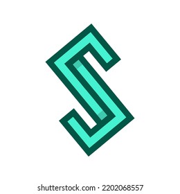 Letter S monogram logo. Bold signature icon. Abstract alphabet initial isolated on light backgrond. Lettering sign. Modern design, minimalist, web, tech style character. Geometric typography.