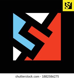 Diseño del logotipo del monólogo de la letra S en estilo artístico Gestalt. Logo vector en Eps 8.