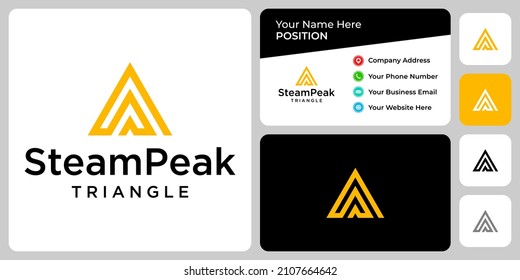 Letter S monogram mountain peak logo with business card template.