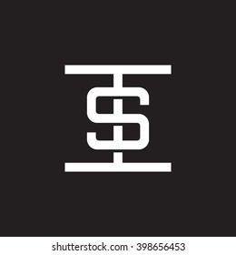 letter I and S monogram square shape logo white black background