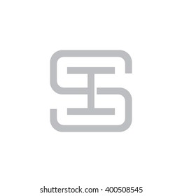 letter S and I monogram square shape logo gray