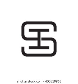 letter S and I monogram square shape logo black