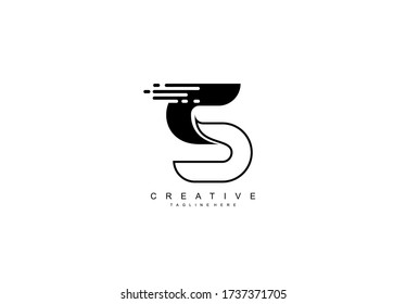 Letra S Monograma Forma de transición Líneas Logotipo moderno
