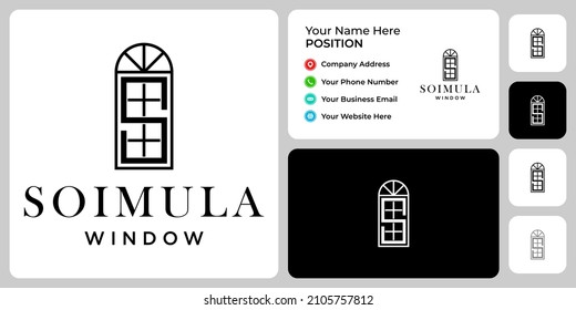 Logo-Design des Fensters Letter S mit Visitenkartenvorlage.