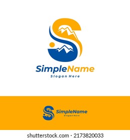 Plantilla de diseño de logotipo de montaña de la letra S. Montar el vector de concepto del logotipo. Símbolo de icono creativo