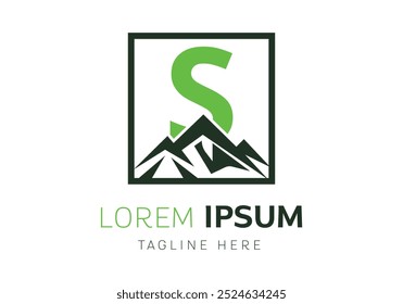 Letter S with Mountain logo design inspiration. Vector letter template design