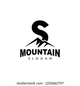 Letter S Mountain Logo. Explore Mountain Advanture Symbol Company Logo Template	
