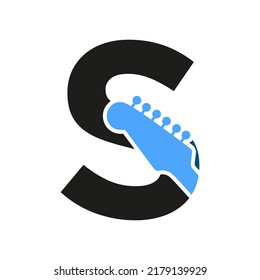 Letter S Music Logo. Podcast Logotype and Dj, Rock and Jack Music Logo Design Vector Template