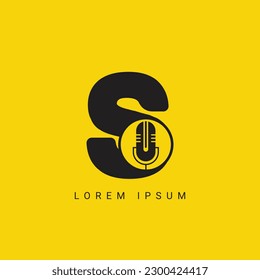 Letter S Music Logo. Podcast Logotype and Dj, Rock and Jack Music Logo Design Vector Template