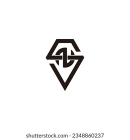 Letter S and N circle, diamond geometric symbol simple logo vector