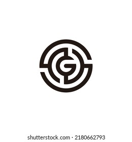 Letter S, N and G circle, thin geometric symbol simple logo vector