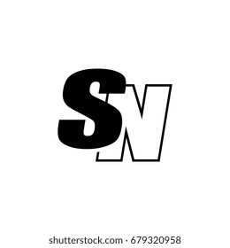 letter S and N logo overlapping black negative