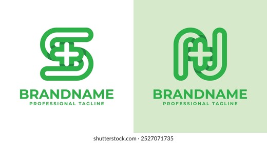 Letter S or N Medical Cross Logo, for Medical Cross or Pharmacy business with S or N initial