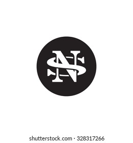 letter S and N monogram circle logo