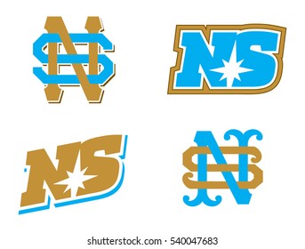 letter S and N monogram logotype. Emblem