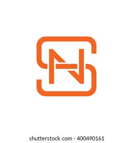 letter S and N monogram square shape logo orange