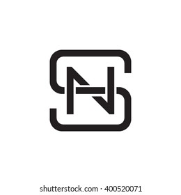 letter S and N monogram square shape logo black