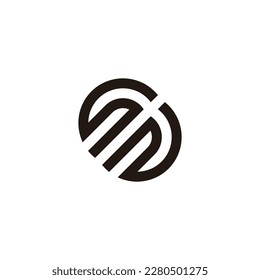 Letter S and N, number 3 lines geometric symbol simple logo vector