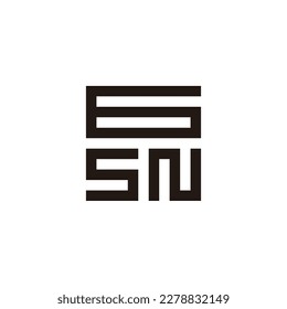 Letter S, N and number 6 square geometric simple symbol logo vector