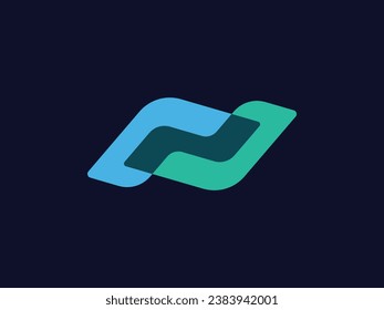 Letter S or N vector logo design reflection of the crossing of two waves