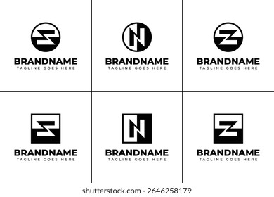Letra S N Z Círculo e Logotipo Quadrado, simbolizando excelência, ambição e identidade de destaque