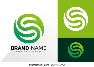 Diseño del vector con logotipo de hoja circular de la naturaleza de la letra S. Emblema abstracto, concepto de diseños, logotipos, elemento de logotipo para plantilla