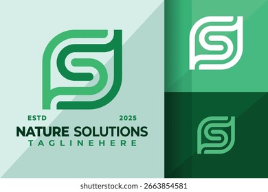 Letter S Nature Leaf Monogram Logo Icon Vector Design Illustration