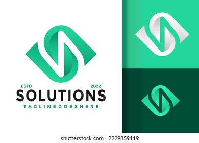 Diseño de la solución de la naturaleza de la letra S, vectores de logotipos de identidad de marca, logotipo moderno, plantilla de ilustración de proyectores de logotipos