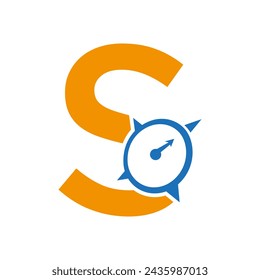 Letter S Navigator Compass Symbol Vector Template