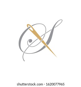 Letter S With Needle Logo Design Template